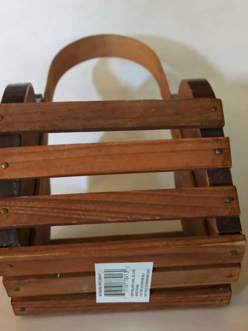 Vintage 1990s New Holland Floral Wood Apple Basket Farmhouse CottageCore Rustic